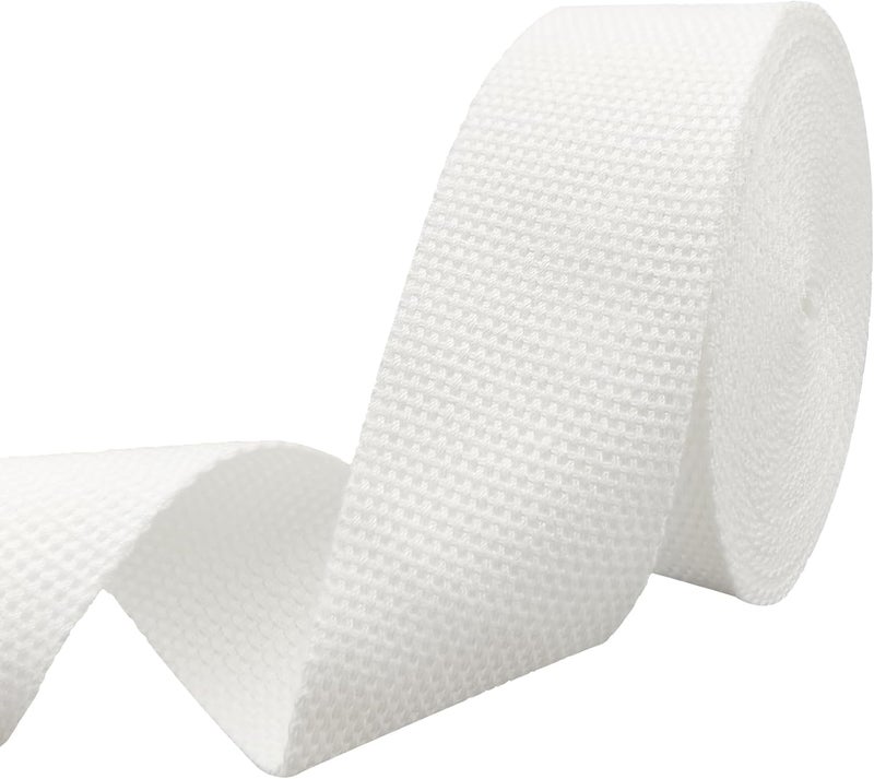 Evora 1.5 inch Cotton Webbing Braid Handles Bag Strap 15ft High Density Webbing Plain Weave Straps for Cloth Tote Bag, Pet Collars, DIY Projects, Crafts, Outdoor Accessories (529 White) - Image 1